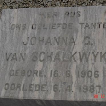 SCHALKWYK Johanna G., van 1906-1987