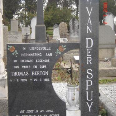 SPUY Thomas Beeton, van der 1924-1985