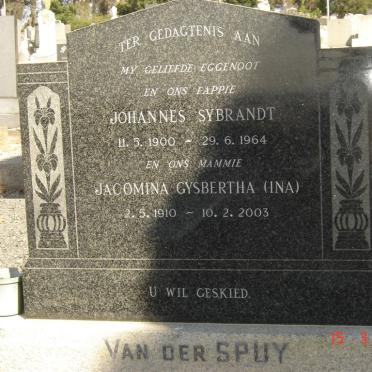 SPUY Johannes Sybrandt, van der 1900-1964 &amp; Jacomina Gysbertha 1910-2003
