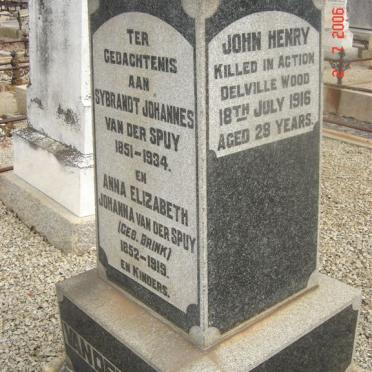 SPUY Sybrandt Johannes, van der 1851-1934 &amp; Anna Elizabeth Johanna BRINK 1852-1919