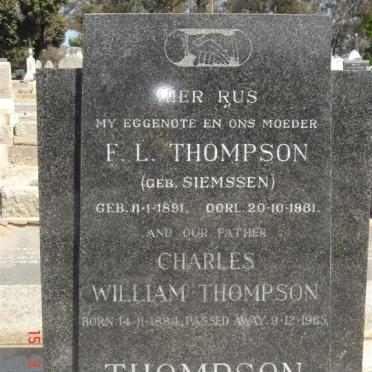 THOMPSON Charles William 1884-1965 &amp; F.L. SIEMSSEN 1891-1961