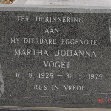 VOGET Martha Johanna 1929-1979