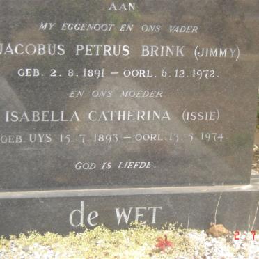 WET Jacobus Petrus Brink, de 1891-1972 &amp; Isabella Catherina 1893-1974