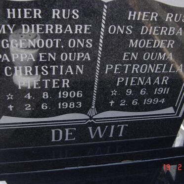 WIT Christian Pieter, de 1906-1983 &amp; Petronella PIENAAR 1911-1994