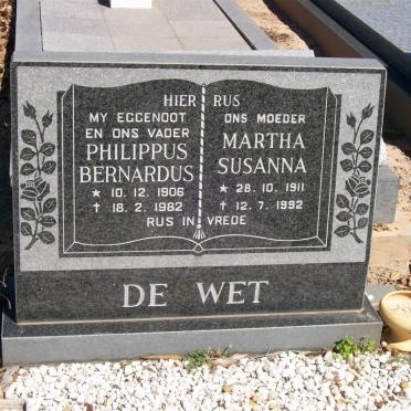 WET Philippus Bernardus, de 1906-1982 &amp; Martha Susanna 1911-1992