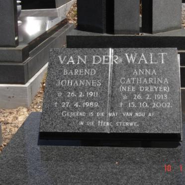 WALT Barend Johannes, van der 1911-1989 &amp; Anna Catharina DREYER 1913-2002