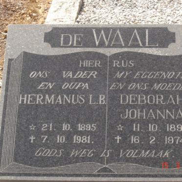 WAAL Hermanus L.B., de 1895-1981 &amp; Deborah Johanna 1899-1974