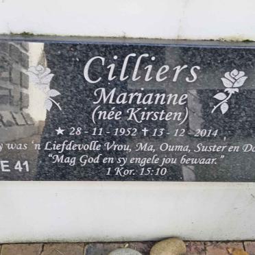 CILLIERS Marianne nee KIRSTEN 1952-2014