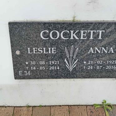 COCKETT Leslie 1921-2014 &amp; Anna 1925-2016
