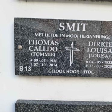 SMIT Thomas Calldo 1926-2014 &amp; Dirkie Louisa 1932-2020