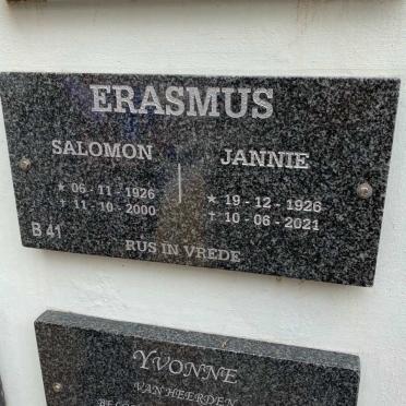 ERASMUS Salomon 1926-2000 &amp; Jannie 1926-2021