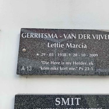 GERRITSMA Lettie Marcia, VAN DER VIJVER 1938-2009
