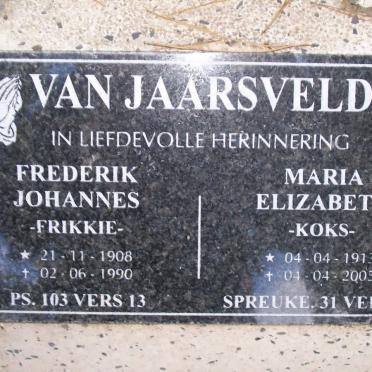 JAARSVELD Frederik Johannes, van 1908-1990 &amp; Marie Elizabeth 1913-2005