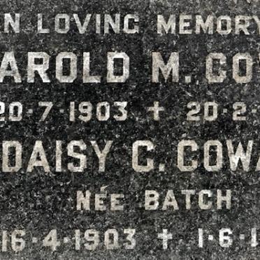 COWAN Harold M. 1903-1986 &amp; Daisy C. BATCH 1903-1992
