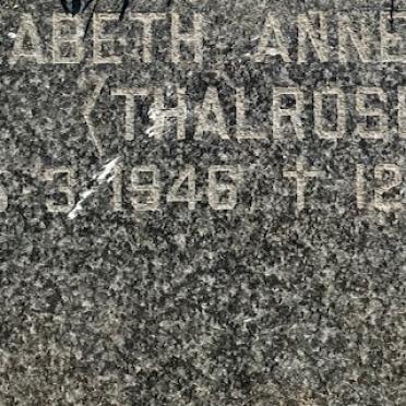 COULL Elizabeth Anne nee THALROSE 1946-19?4