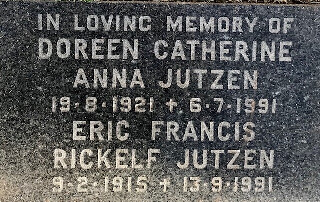 JUTZEN Eric Francis Rickelf 1915-1991 &amp; Doreen Catherine Anna 1921-1991
