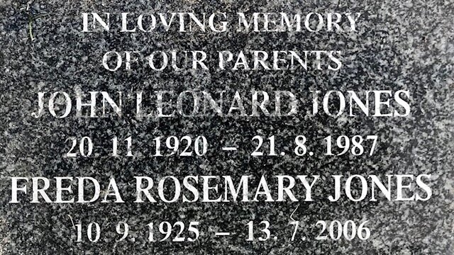JONES John Leonard 1920-1987 &amp; Freda Rosemary 1925-2006