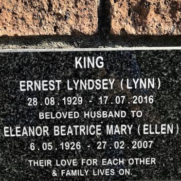 KING Ernest Lyndsey 1929-2016 &amp; Eleanor Beatrice Mary 1926-2007