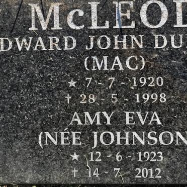 McLEOD Edward John Duncan 1920-1998 &amp; Amy Eva JOHNSON 1923-2012