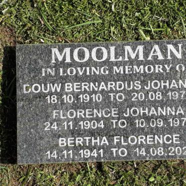 MOOLMAN Douw Bernardus Johannes 1910-1971 &amp; Florence Johanna 1904-1972 :: MOOLMAN Bertha Florence 1941-2021