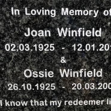 WINFIELD Ossie 1925-2008 &amp; Joan 1925-2019
