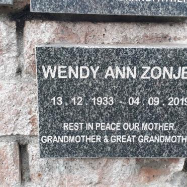 ZONJEE Wendy Ann 1933-2019