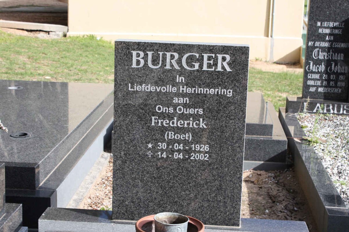 BURGER Frederick 1926-2002