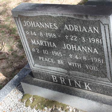 BRINK Johannes Adriaan 1918-1981 &amp; Martha Johanna 1915-1981