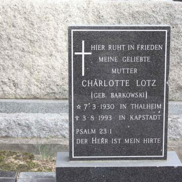 LOTZ Charlotte nee BARKOWSKI 1930-1993