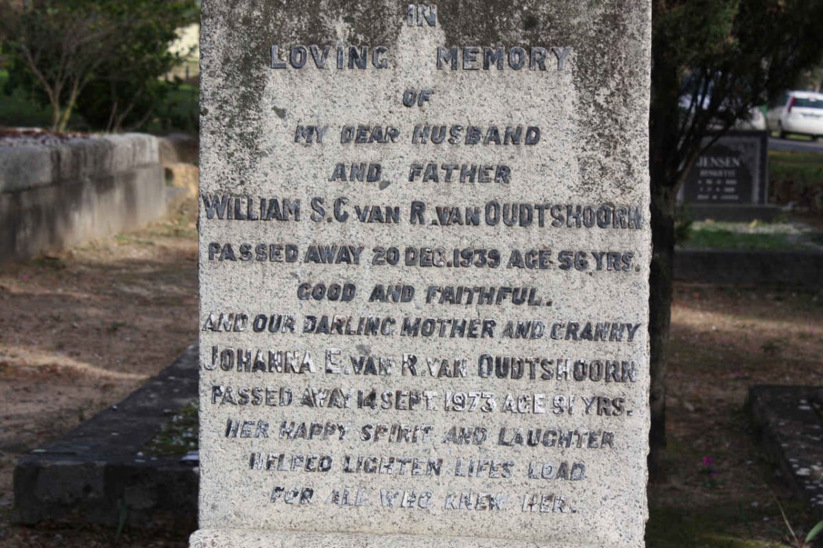 OUDTSHOORN William S.C., van R. van -1939 &amp; Johanna F. -1973