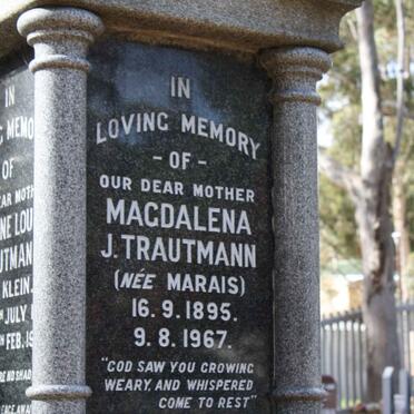 TRAUTMANN Magdalena J. nee MARAIS 1895-1967