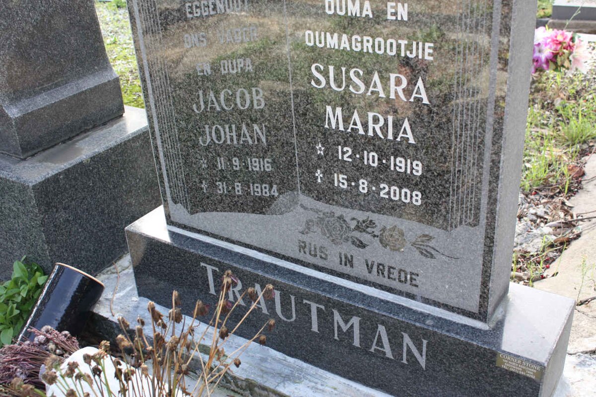 TRAUTMAN Jacob Johan 1916-1984 &amp; Susara Maria 1919-2008