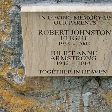 FLIGHT Robert Johnston 1935-2003 &amp; Juliet Anne ARMSTRONG 1942-2014