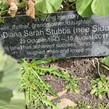 STUBBS Diana Sarah nee SIDDONS 1943-2011
