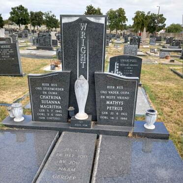WRIGHT Mathys Petrus 1922-1986 & Chatrina Susanna Magritha COETZEE 1942-1985