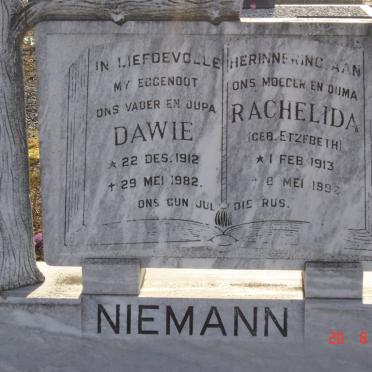 NIEMANN Dawie 1912-1982 &amp; Rachelida ETZEBETH 1913-1992