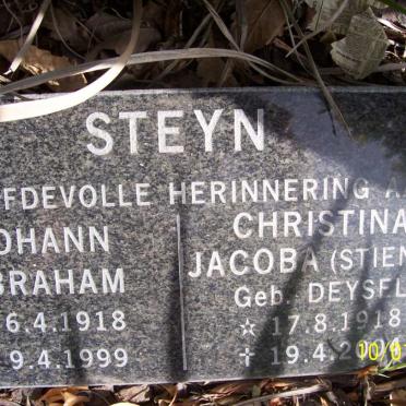 STEYN Johann Abraham 1918-1999 &amp; Christina Jacoba DEYSEL 1918-2004