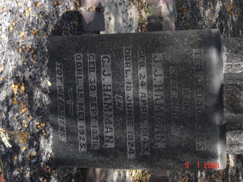 HAMMAN J.J. 1843-1924 &amp; C.J. 1838-1925