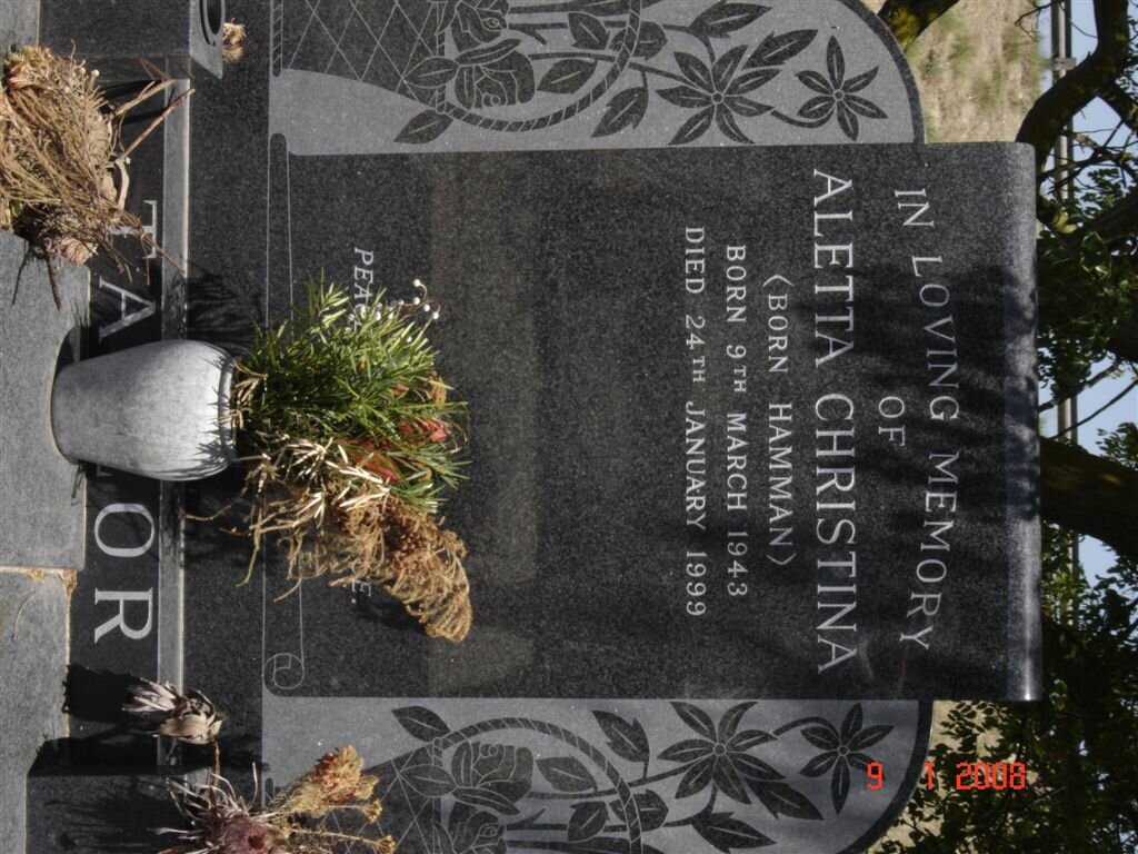 TAYLOR Aletta Christina nee HAMMAN 1943-1999