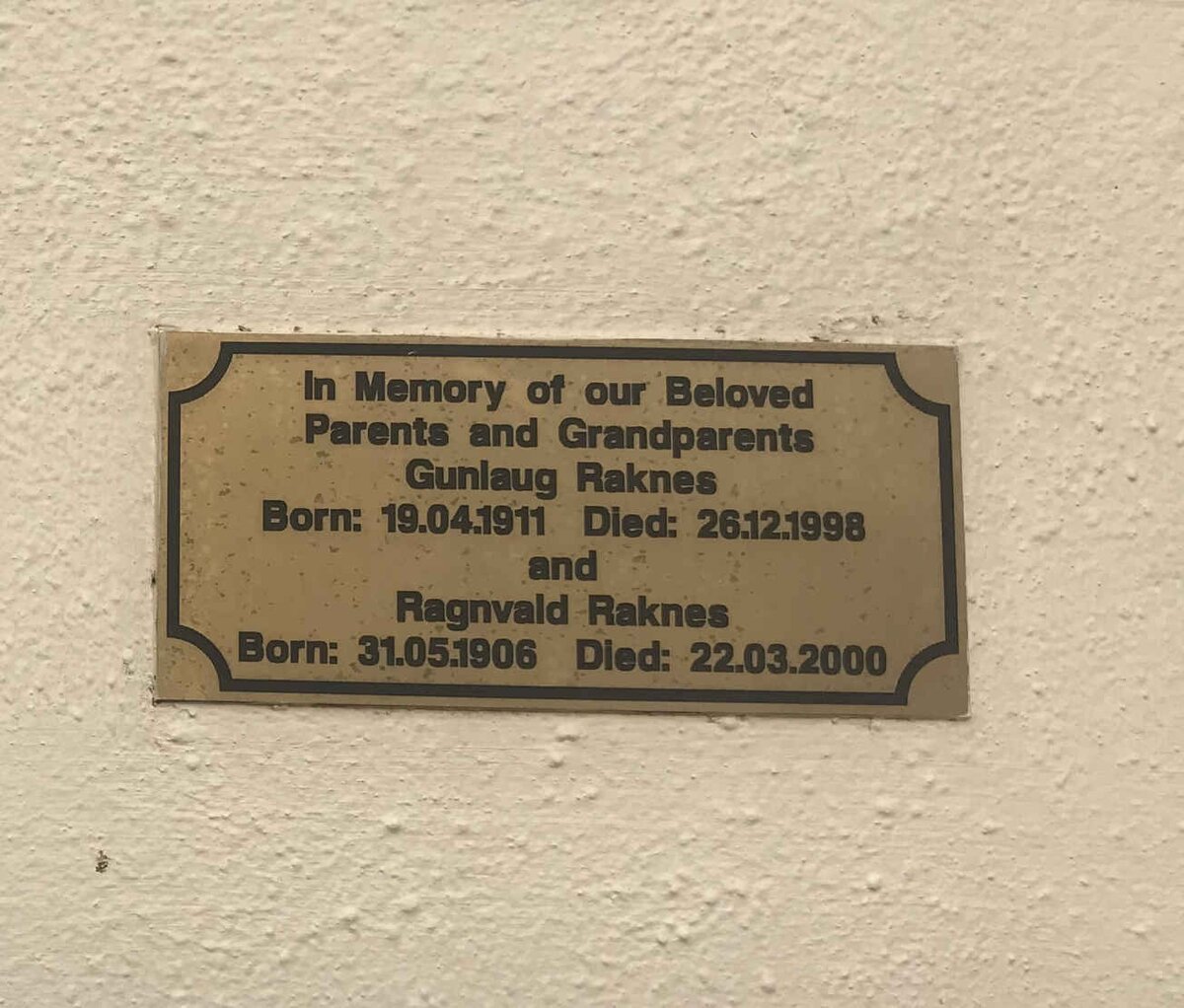 RAKNES Ragnvald 1906-2000 & Gunlaug 1911-1998