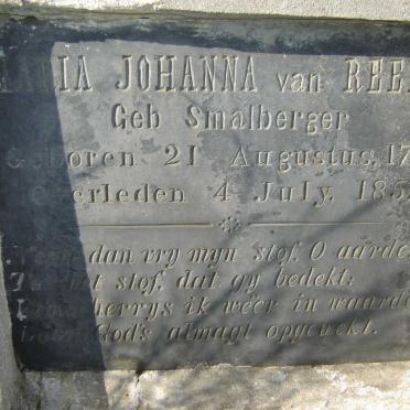 REENEN Maria Johanna, van nee SMALBERGER 1769-1857