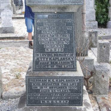 KAPLANSKY Jetty nee BENJAMIN -1937