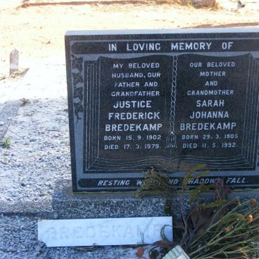 BREDEKAMP Justice Frederick 1902-1979 &amp; Sarah Johanna 1905-1992
