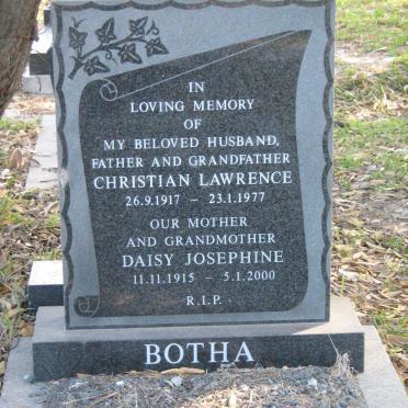 BOTHA Christian Lawrence 1917-1977 &amp; Daisy Josephine 1915-2000
