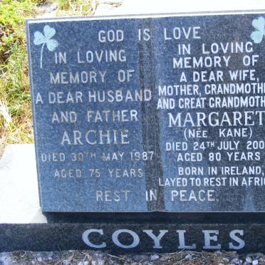 COYLES Archie -1987 &amp; Margaret KANE -2000