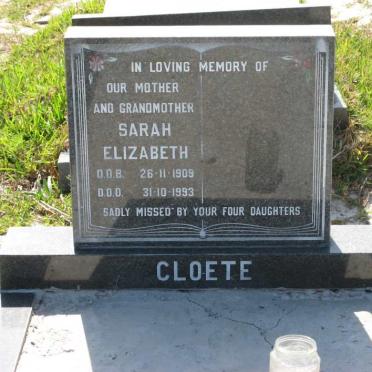 CLOETE Sarah Elizabeth 1909-1993
