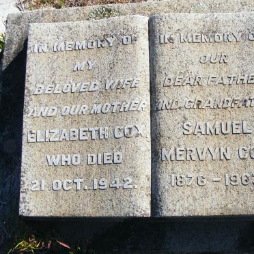 COX Samuel Mervyn 1876-1963 &amp; Elizabeth -1942