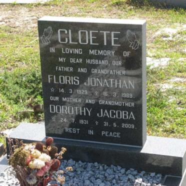 CLOETE Floris Jonathan 1929-1989 &amp; Dorothy Jacoba 1931-2009