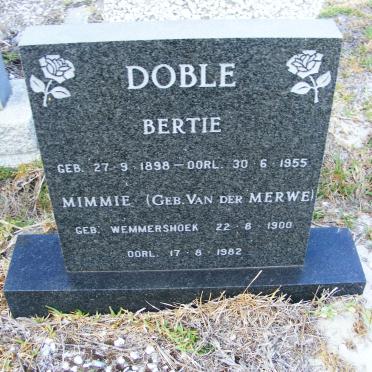 DOBLE Bertie 1898-1955 &amp; Mimmie VAN DER MERWE 1900-1982