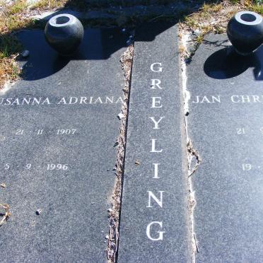 GREYLING Jan Christoffel 1912-1974 &amp; Susanna Adriana 1907-1996